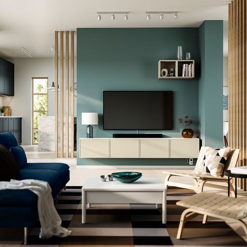 IKEA - BESTA, tv sehpası, beyaz-bej, 240x42x38 cm