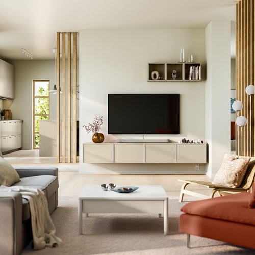 IKEA - BESTA, tv sehpası, ağartılmış meşe görünümlü-bej, 240x42x38 cm