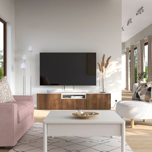 IKEA - BESTA, tv sehpası, beyaz-ceviz görünüm, 180x42x39 cm