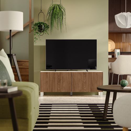 IKEA - BESTA, tv sehpası, beyaz-ceviz görünüm, 120x42x48 cm