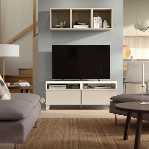 IKEA - BESTA, tv sehpası, beyaz-bej, 120x42x48 cm
