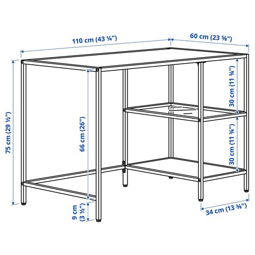 IKEA - VITTSJÖ, çalışma masası, venge-cam, 110x60 cm