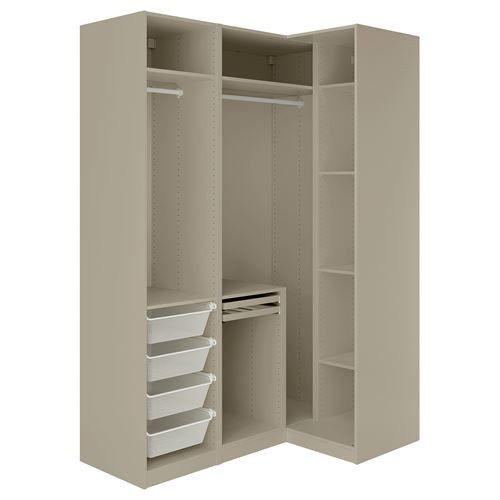 IKEA - PAX/TYSSEDAL, PAX corner wardrobe, grey/beige, 161/111x236 cm