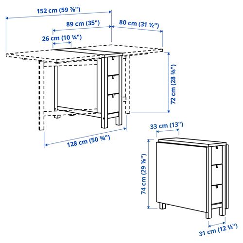 IKEA - NORDEN, folding kitchen table, white, seats 2-4