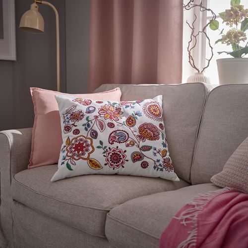 IKEA - FJALLFRYLE, kırlent, beyaz-çok renkli, 50x58 cm