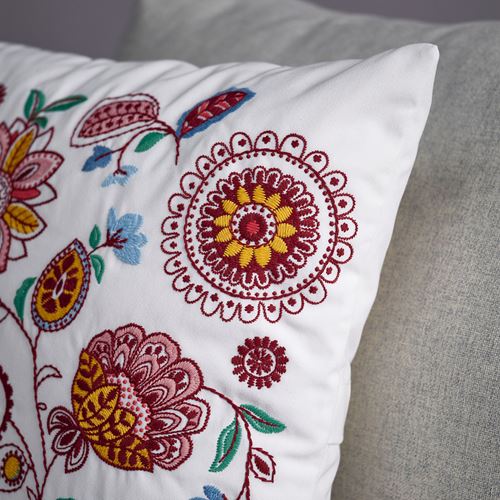 IKEA - FJALLFRYLE, kırlent, beyaz-çok renkli, 50x58 cm