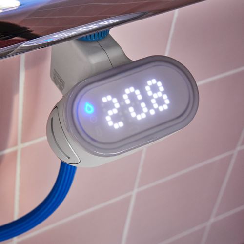 IKEA - BERGVATTNET, water meter for shower, grey/blue