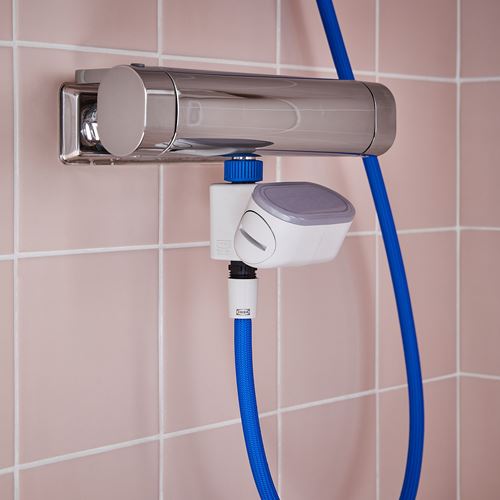IKEA - BERGVATTNET, water meter for shower, grey/blue