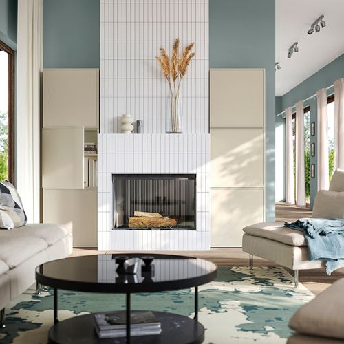 IKEA - BESTA, dolap kombinasyonu, beyaz-bej, 120x42x193 cm