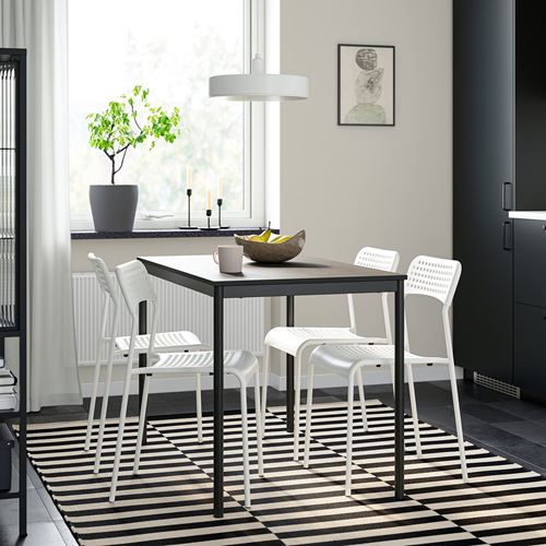 IKEA - SANDSBERG, kitchen table set, black-white, 4 chairs