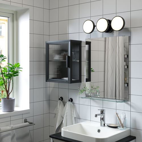 IKEA - MOSSJÖN, banyo duvar dolabı, antrasit-sazlı cam, 36x18x44 cm