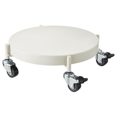 IKEA - OLIVBLAD, tekerlekli saksı altı, kırık beyaz, 32 cm