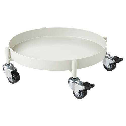 IKEA - OLIVBLAD, tekerlekli saksı altı, kırık beyaz, 32 cm