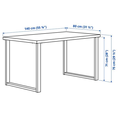 IKEA - SKALSTA, mutfak masası, koyu gri/yeşil mermer görünüm-siyah/gri, 140x80 cm