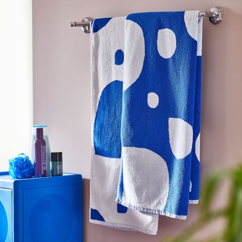IKEA - BERGVATTNET, banyo havlusu, mavi-beyaz, 70x140 cm