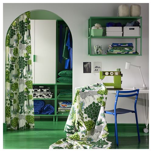 IKEA - ALGÖRT, kesilmiş kumaş, beyaz-yeşil, 150x300 cm