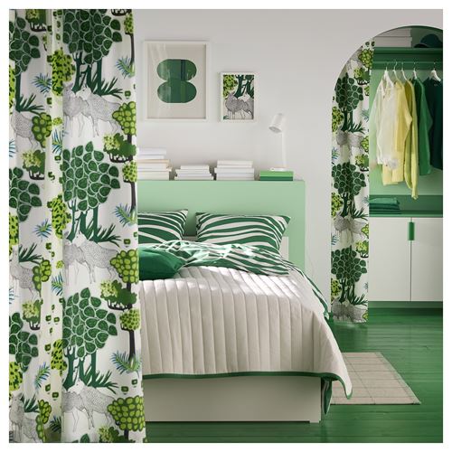 IKEA - ALGÖRT, kesilmiş kumaş, beyaz-yeşil, 150x300 cm