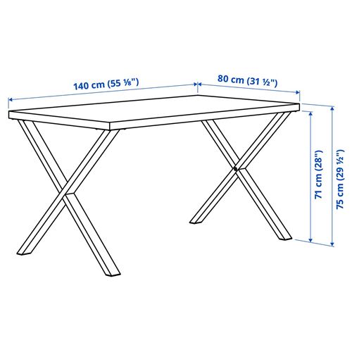 IKEA - SKALSTA, mutfak masası, açık gri/bej-siyah/gri, 140x80 cm