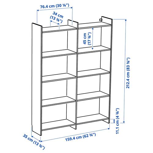 IKEA - LADMAKARE, saklama ünitesi, meşe görünümlü, 159x35x212 cm