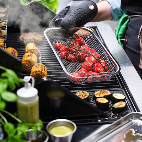 IKEA - GRILLTIDER, barbekü sepeti̇, paslanmaz çelik, 33x19 cm