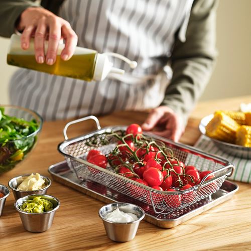 IKEA - GRILLTIDER, barbekü sepeti̇, paslanmaz çelik, 33x19 cm