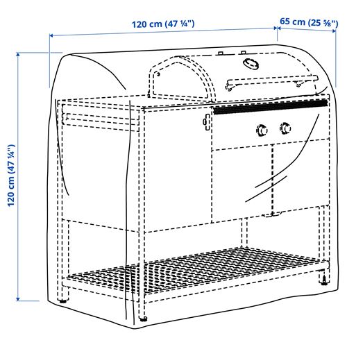 IKEA - TOSTERÖ, dış mekan mobilya kılıfı, siyah, 120x65 cm