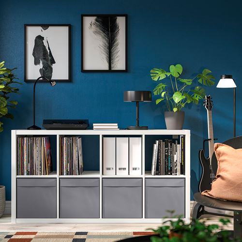 IKEA - KALLAX, açık raf ünitesi, beyaz-koyu gri, 77x39x147 cm