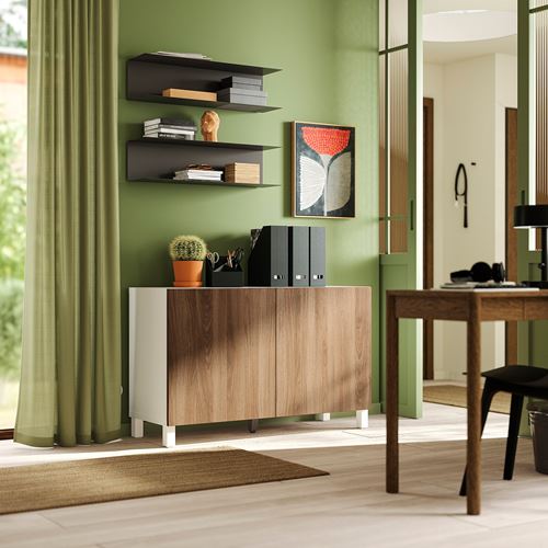 IKEA - BESTA, tv ünitesi, beyaz-ceviz görünüm, 120x42x74 cm