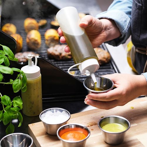 IKEA - GRILLTIDER, sos şişesi, beyaz-şeffaf, 330 ml