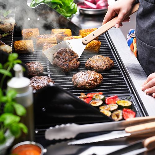IKEA - GRILLTIDER, barbekü gereçleri seti, paslanmaz çelik-kayın