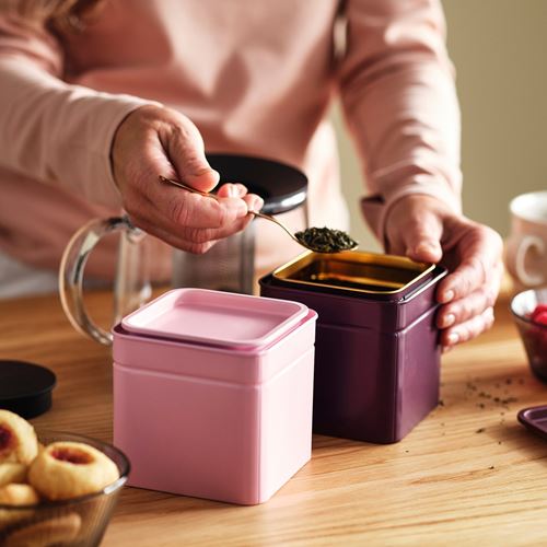 IKEA - BLOMNING, food storage box, brown red-pink, 10x10x10 cm