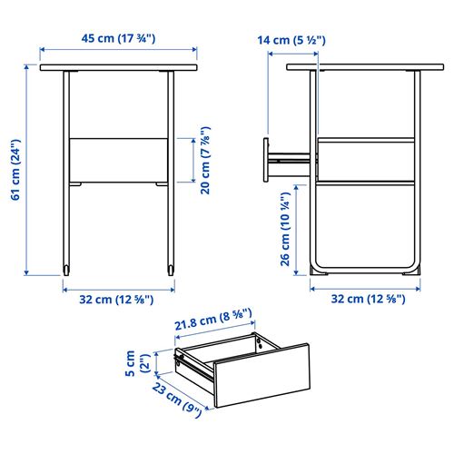 IKEA - BLANKHALLAN, bedside table, beige-pink