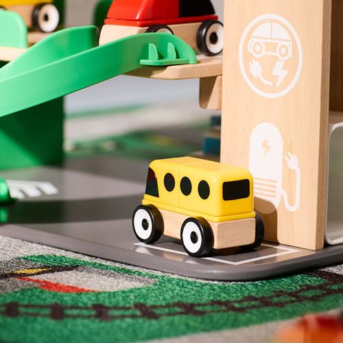 IKEA - LILLABO, arabalı ve helikopterli garaj, çok renkli, 33x35x42 cm