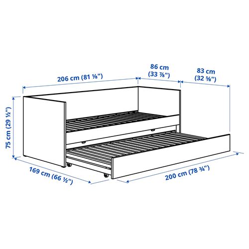 IKEA - VIHALS, divan, beyaz, 80x200 cm