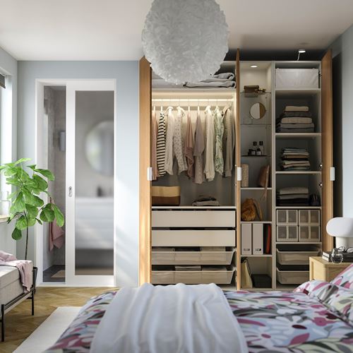 IKEA - PAX/STORKLINTA, PAX wardrobe, white-oak look, 185x60x236 cm