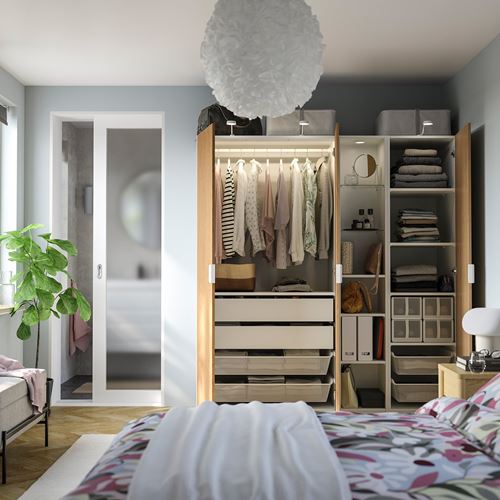 IKEA - PAX/STORKLINTA, PAX wardrobe, white-oak look, 185x60x201 cm