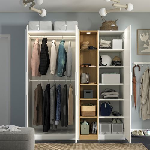 IKEA - PAX/FORSAND, PAX gardırop, beyaz-meşe görünümlü, 185x60x201 cm