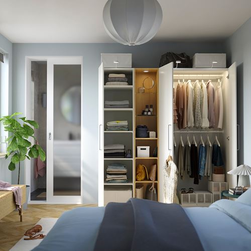 IKEA - PAX/FORSAND, PAX gardırop, beyaz-meşe görünümlü, 185x60x201 cm