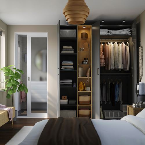 IKEA - PAX/FORSAND, PAX gardırop, koyu gri-meşe görünümlü, 185x60x236 cm