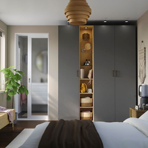 IKEA - PAX/FORSAND, PAX gardırop, koyu gri-meşe görünümlü, 185x60x236 cm