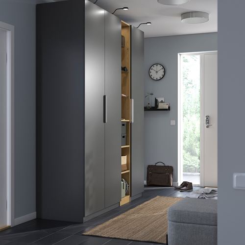 IKEA - PAX/FORSAND, PAX gardırop, koyu gri-meşe görünümlü, 185x60x236 cm