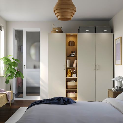 IKEA - PAX/FORSAND, PAX gardırop, gri-bej-meşe görünümlü, 185x60x201 cm