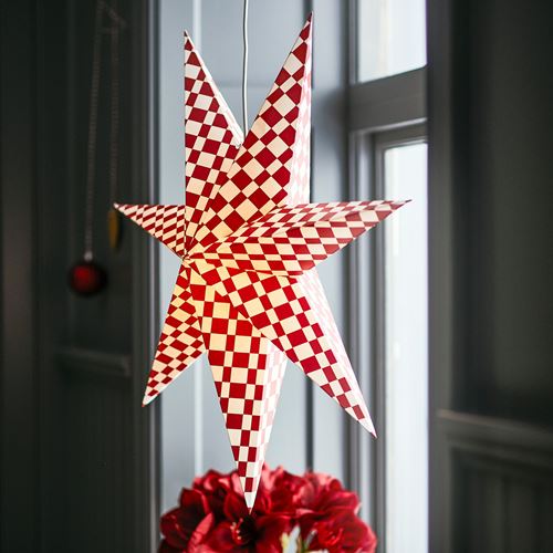 IKEA - STRALA, abajur başlığı, kırmızı-beyaz, 70 cm