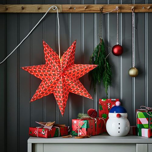 IKEA - STRALA, abajur başlığı, pembe-yeşil, 48 cm