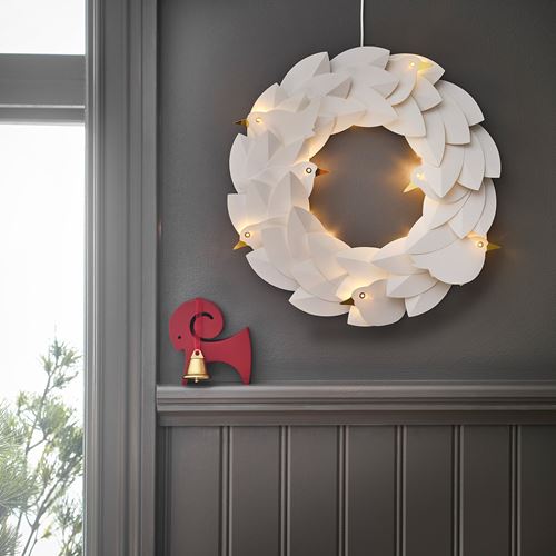 IKEA - STRALA, LED çelenk, beyaz, 39 cm