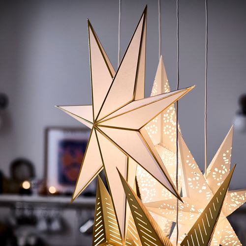 IKEA - STRALA, abajur başlığı, beyaz-altın rengi, 90 cm