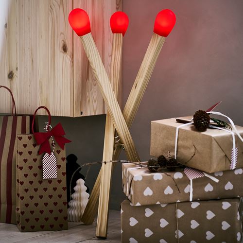 IKEA - STRALA, LED'li dekoratif aydınlatma, ahşap, 67 cm