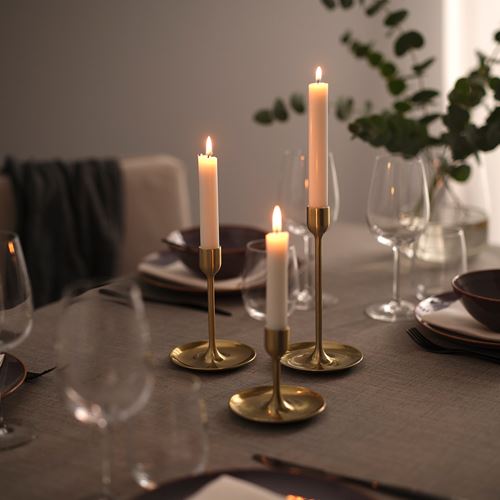 IKEA - FULLTALIG, şamdan, pirinç rengi