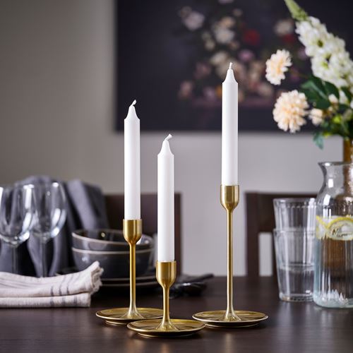IKEA - FULLTALIG, şamdan, pirinç rengi