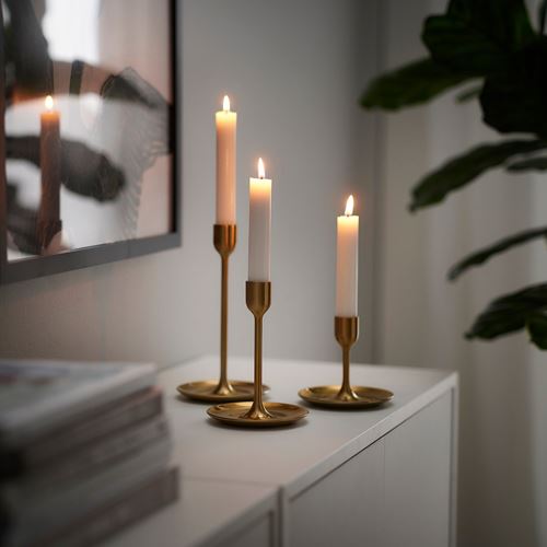 IKEA - FULLTALIG, şamdan, pirinç rengi